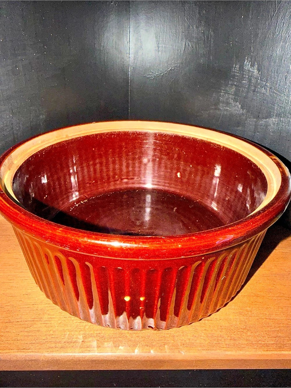 Vintage Brown Ceramic Serving Bowl